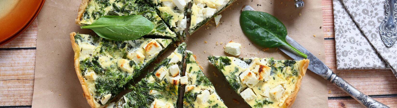 Quiche mit Spinat, Lauch und Feta