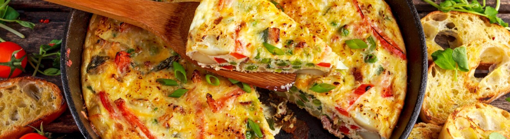 Bunte Frittata mit Schinkenwürfel