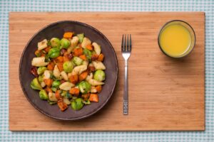 Gnocchi mit Rosenkohl, Kürbis und getrockneten Tomaten