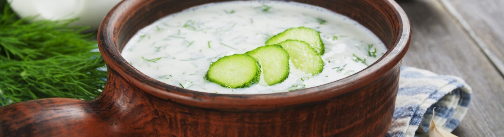 Gurken-Joghurtsuppe mit frischem Dill und Knoblauch