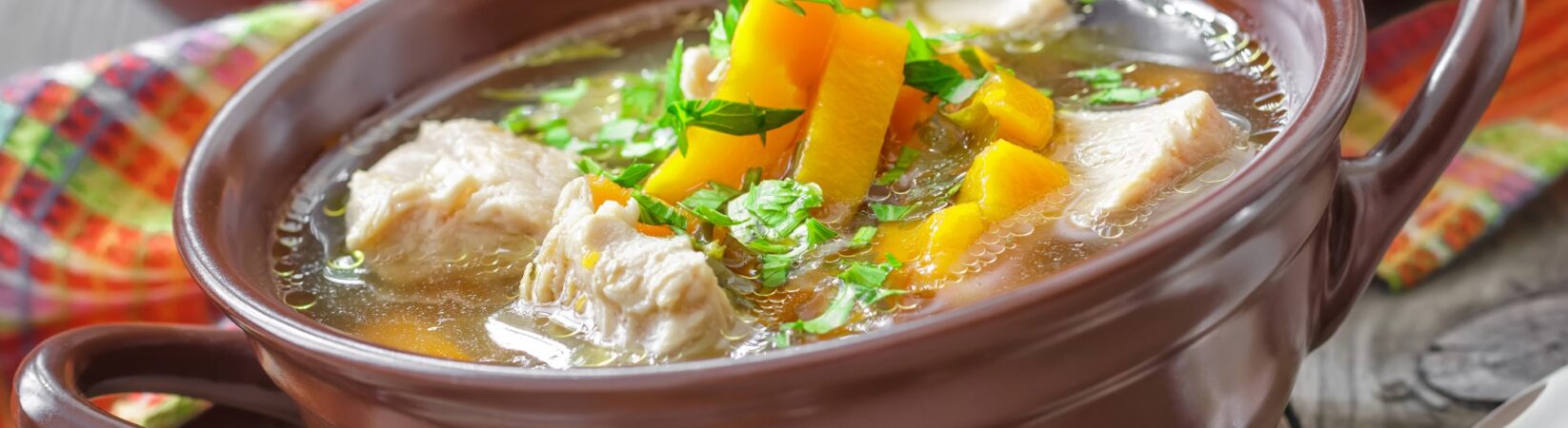 Hähnchenfleischsuppe mit Möhren und Pastinake