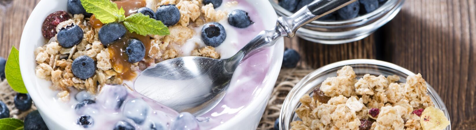 Joghurt mit Blaubeeren und Haferflocken