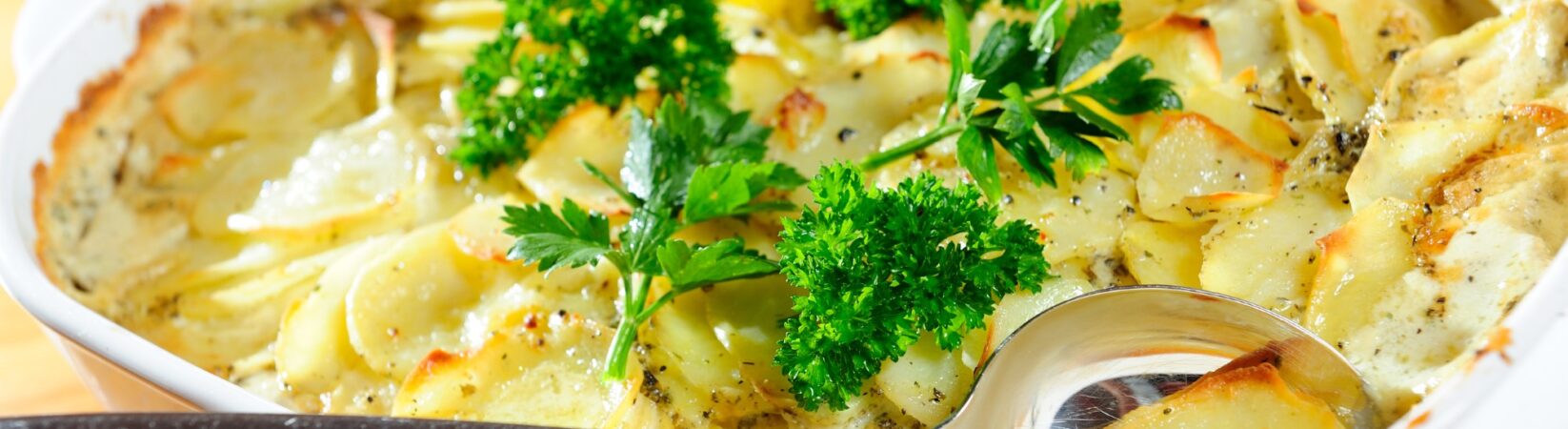 Kartoffelgratin mit veganem Mozzarella