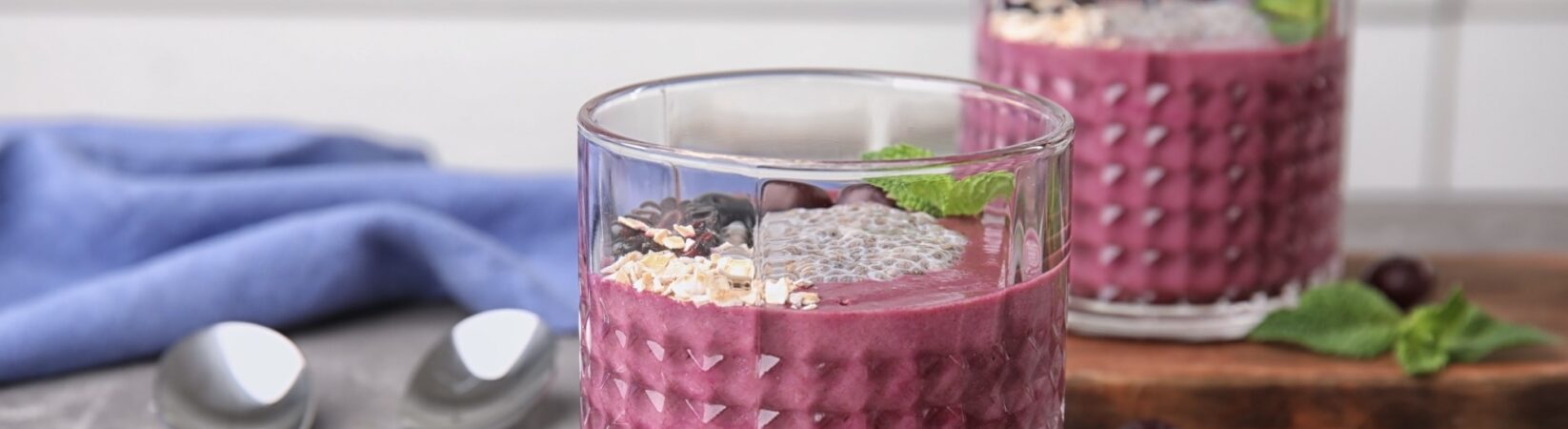 Kokos-Blaubeer-Chiasamenpudding