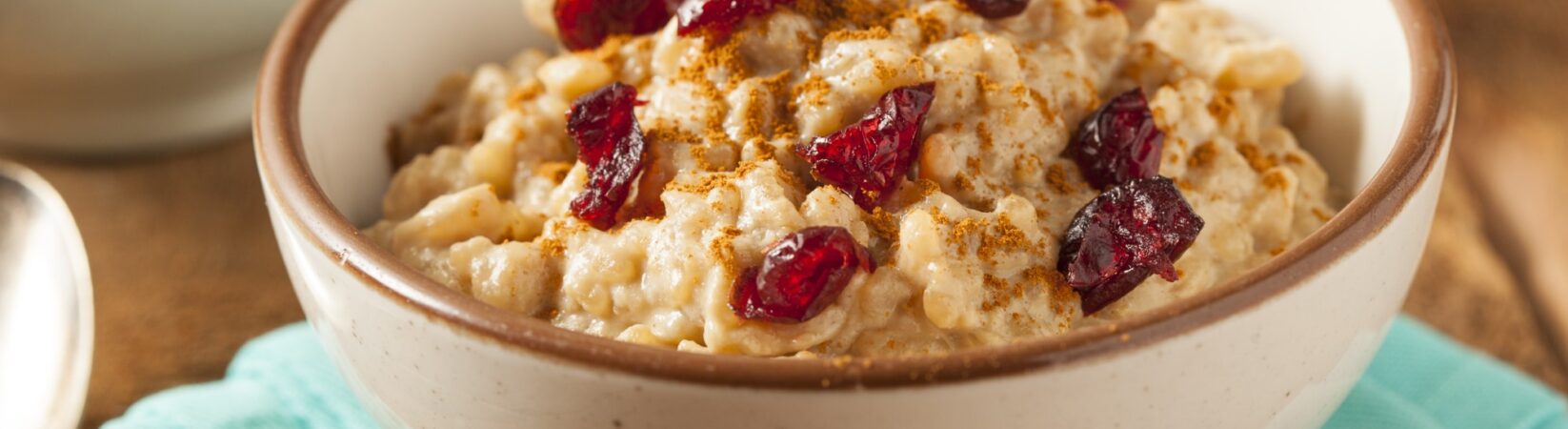 Milchreis mit Apfel, getrockneten Cranberries und Zimt