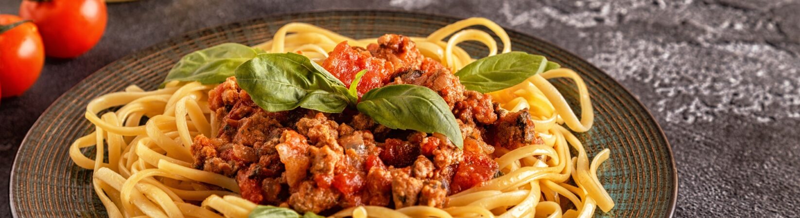 Spaghetti mit Soja-Hack, Paprika und Tomaten