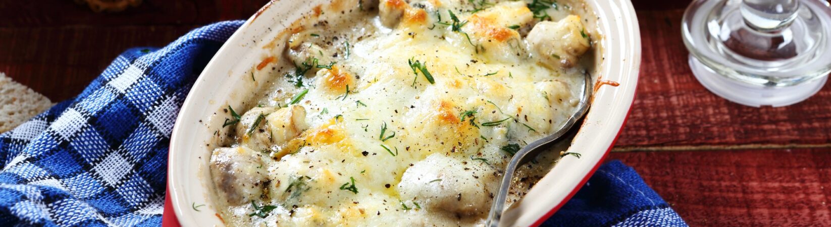 Champignonauflauf mit Kartoffeln und Mozzarella