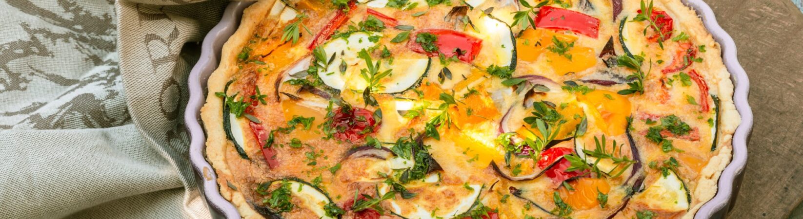 Quiche mit Zucchini, Paprika und Tomaten