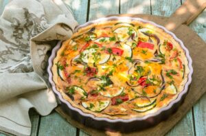 Quiche mit Zucchini, Paprika und Tomaten